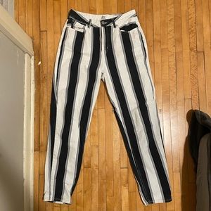 High rise striped jeans